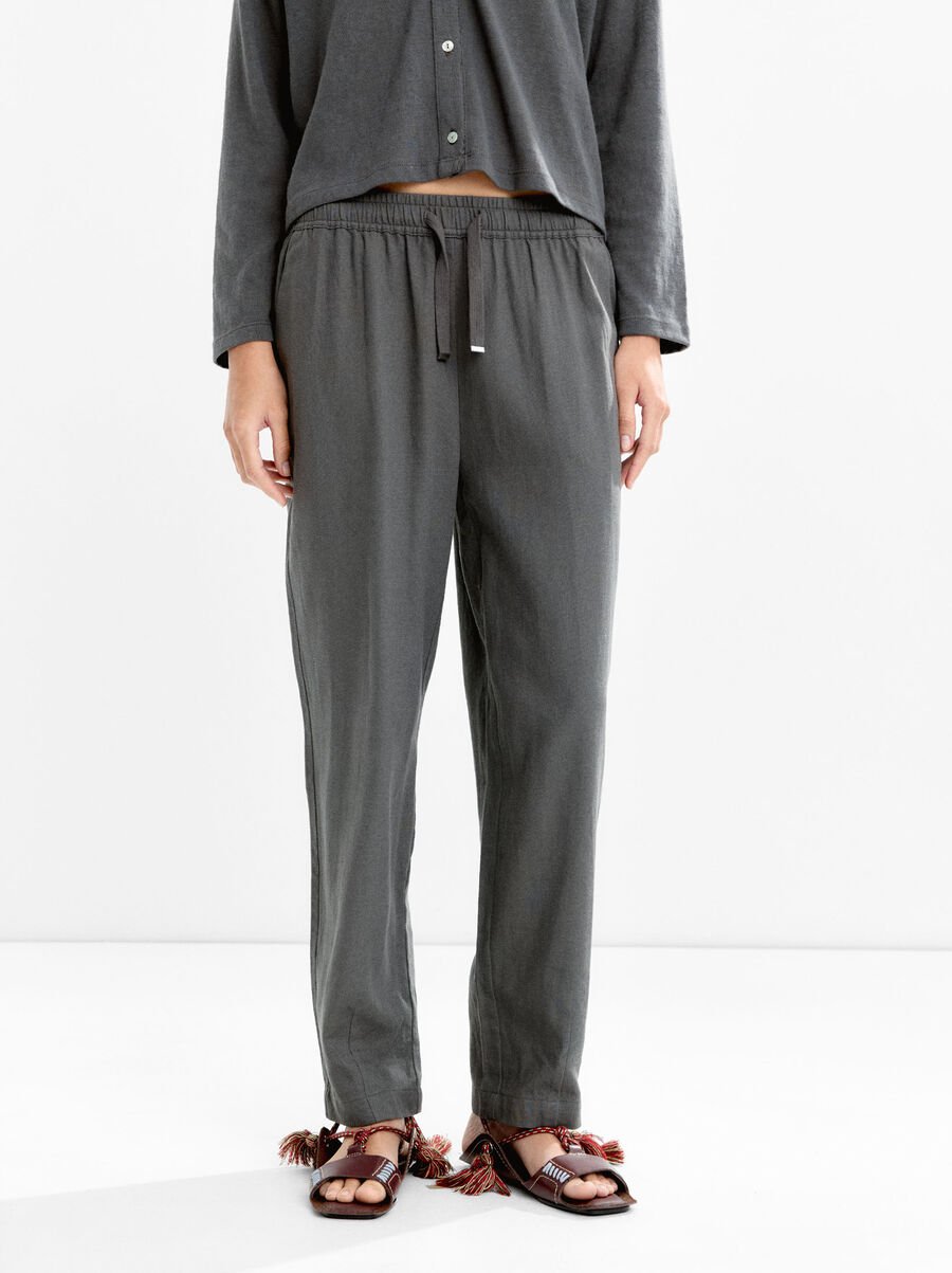 Cotton pants with adjustable drawstring