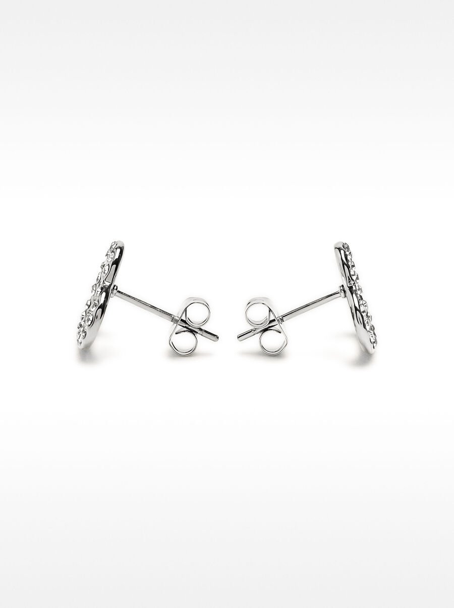 Heart earrings with crystals - stainless steel