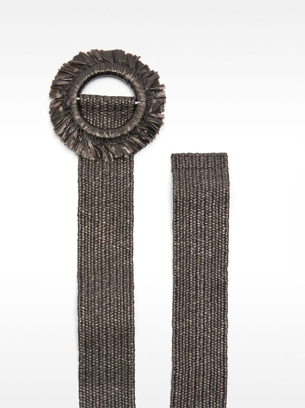 Straw-effect belt with round buckle