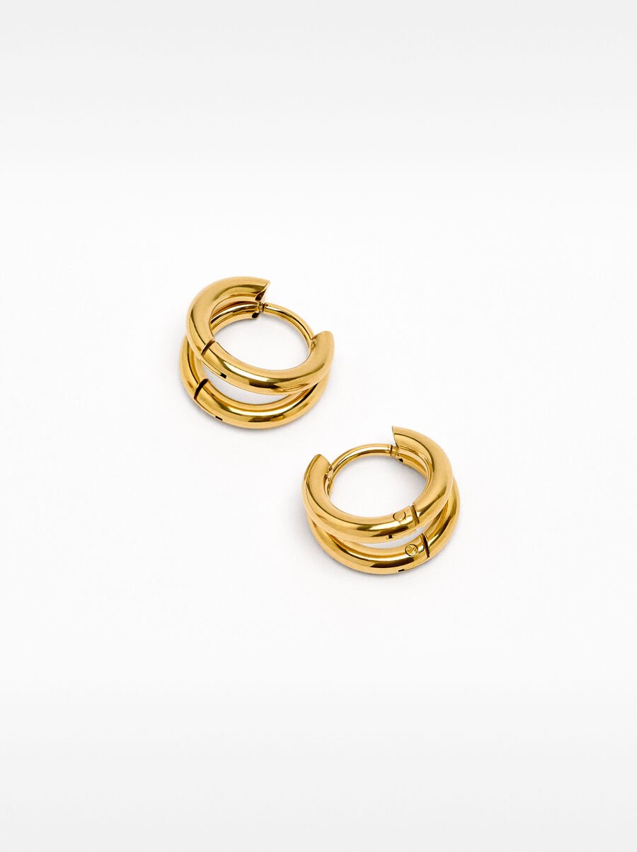 Double tubular hoop earrings - stainless steel