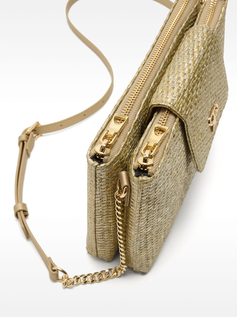 Double straw-effect crossbody bag
