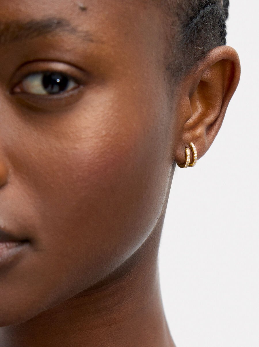 Double-effect hoops with zirconias - 925 sterling silver