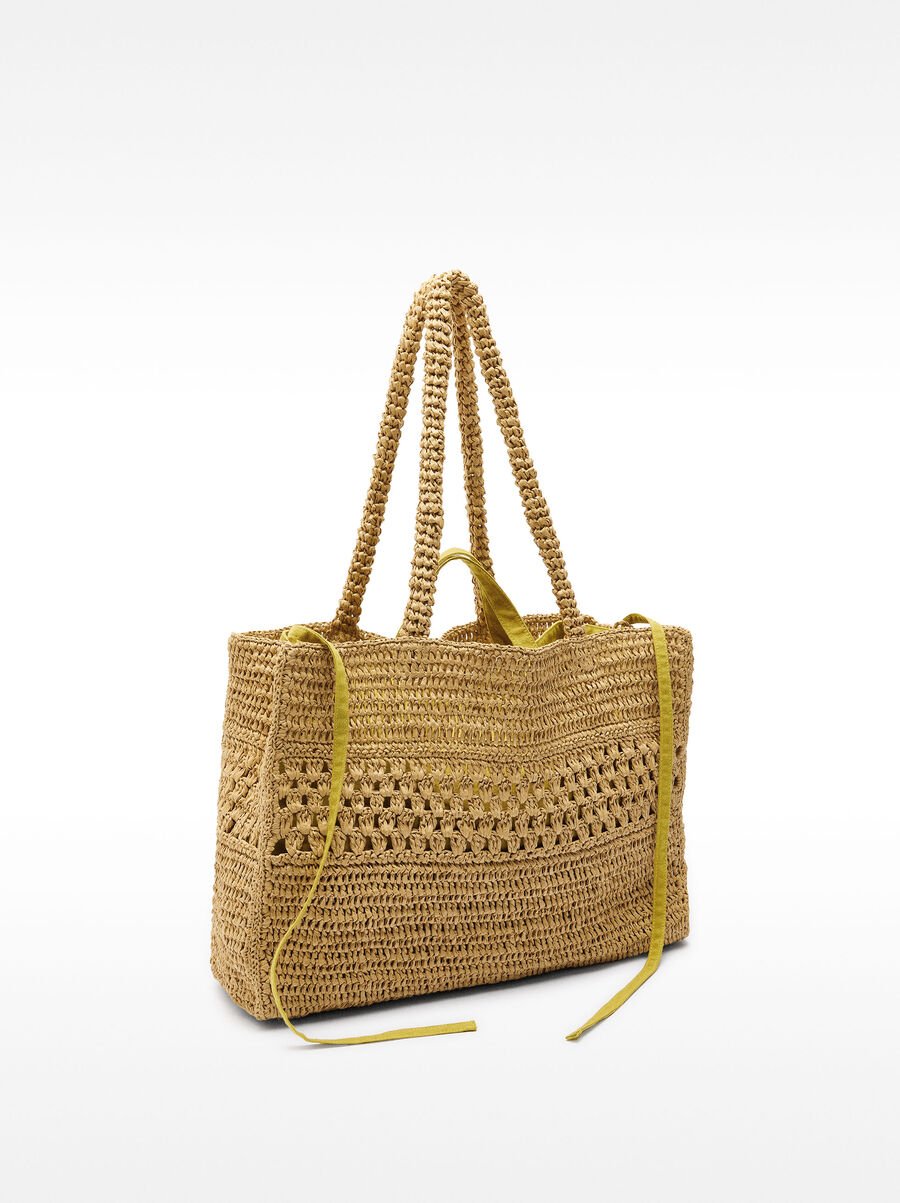 Bolso shopper efecto rafia con detalle trenzado