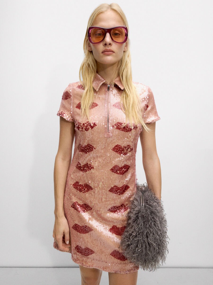 Printed dress with sequins
