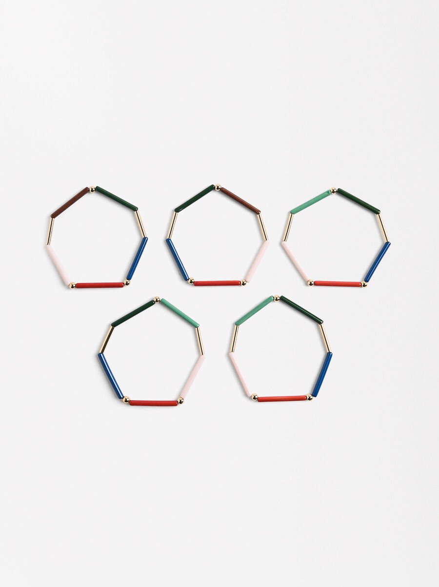 Set of multicolored segmented bracelets