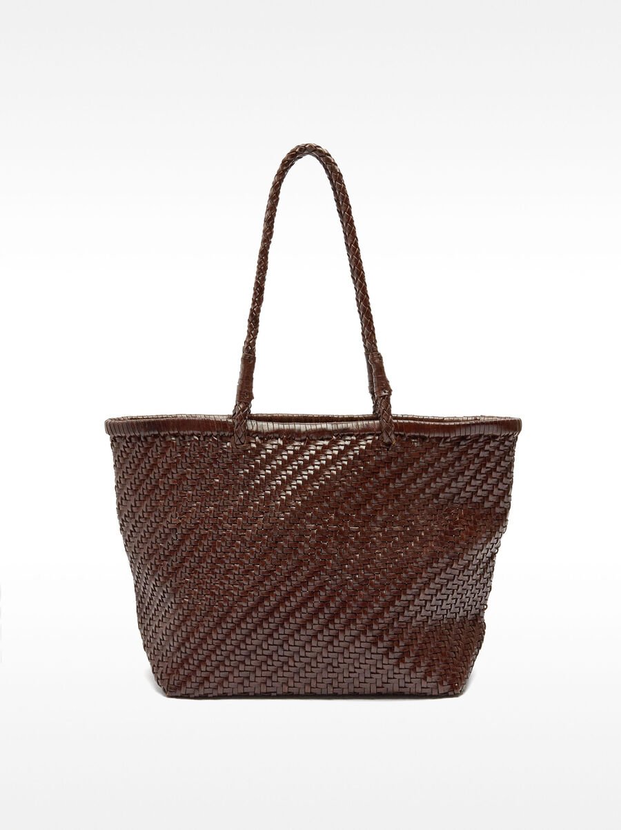 Sac shopper en cuir tressé