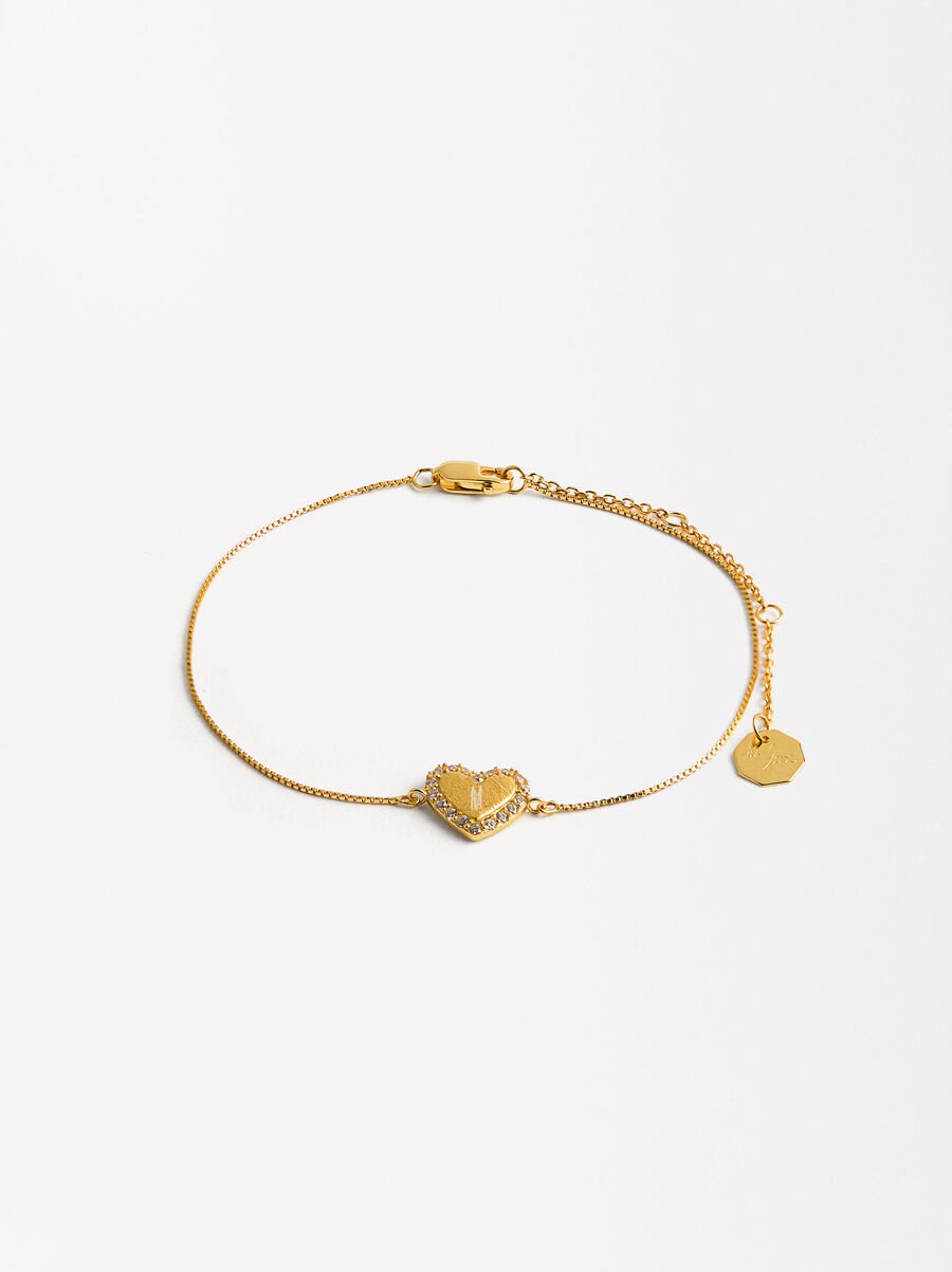 Heart bracelet with zirconia - 925 sterling silver
