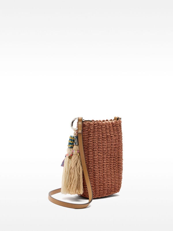 Borsa per cellulare effetto paglia