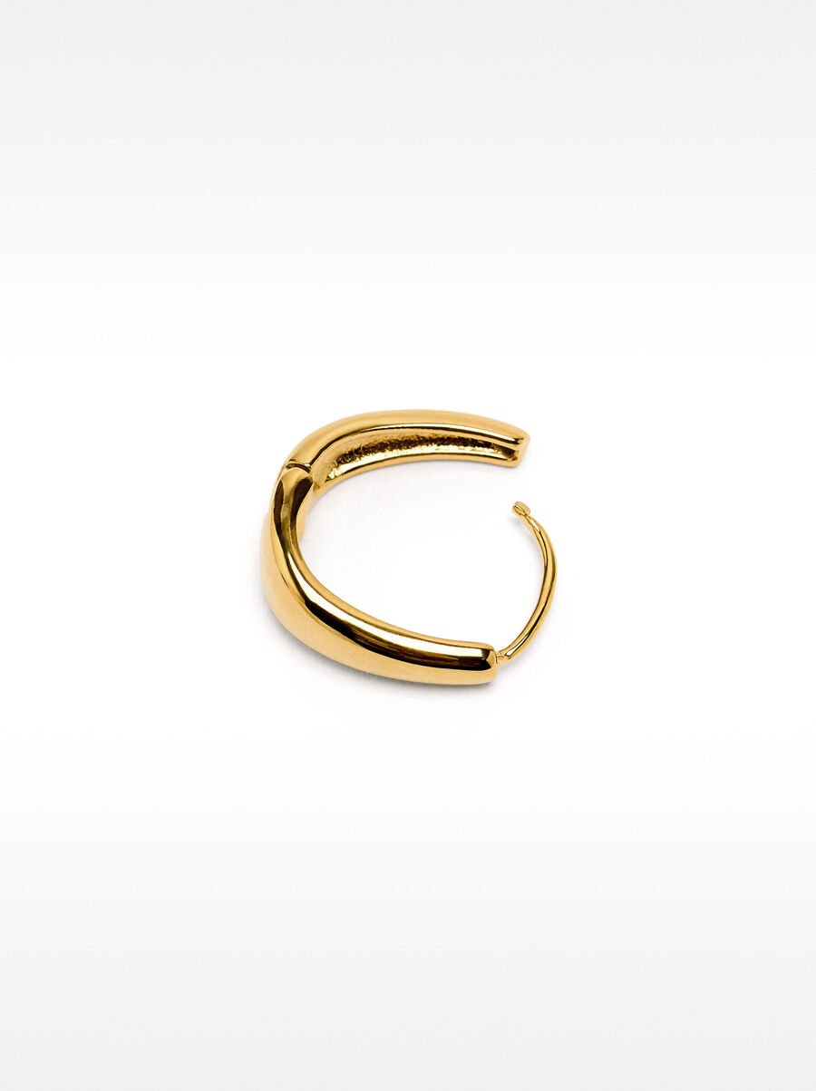 Elongated hoop earrings - stainless steel