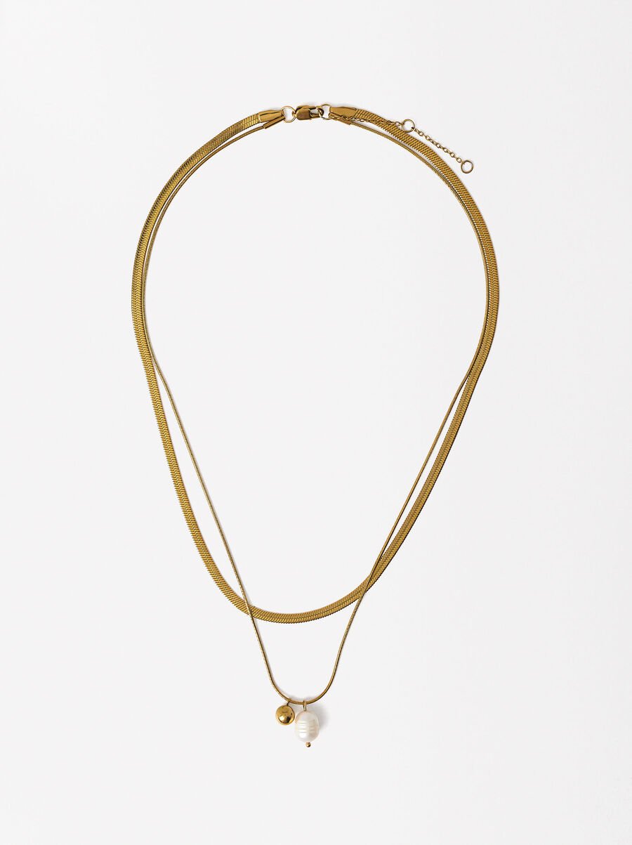 Set of pearl necklaces - stainless steel
