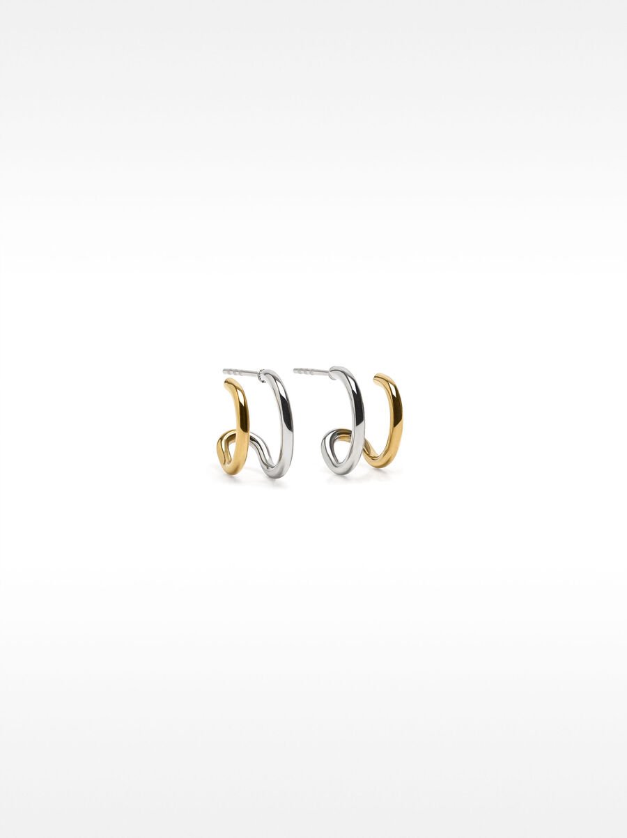 Two-tone double-effect hoop earrings - stainless steel