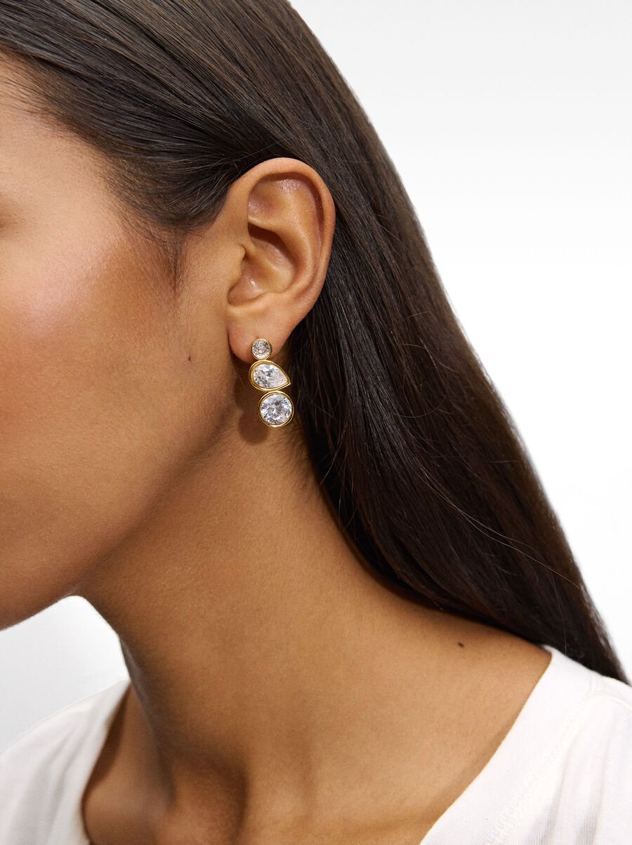 Teardrop crystal earrings - stainless steel