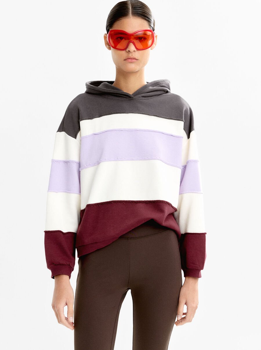 Sweat-shirt en coton rayé