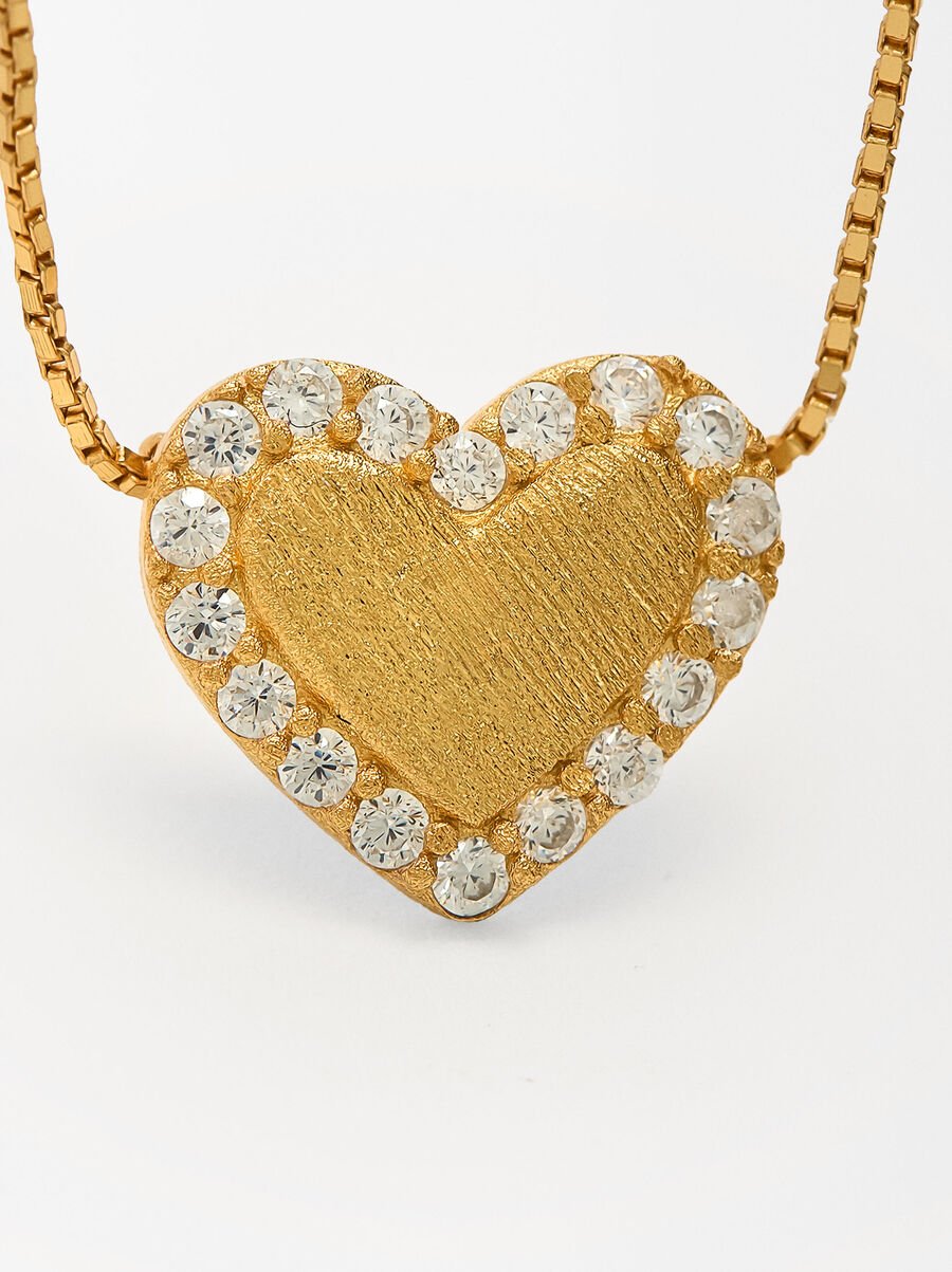 Heart pendant necklace with zirconia - 925 sterling silver