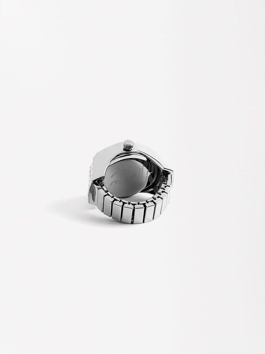 Stainless steel silver ring watch