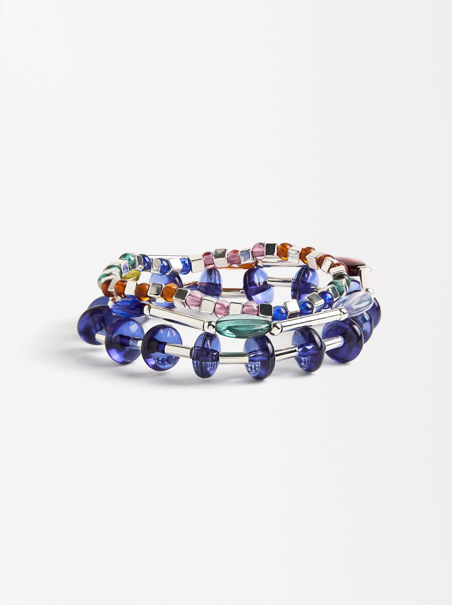 Multicolor elastic bracelet set