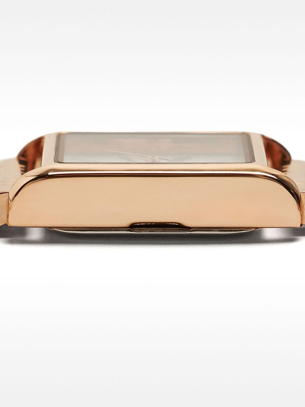 Square watch with a stainless steel bracelet