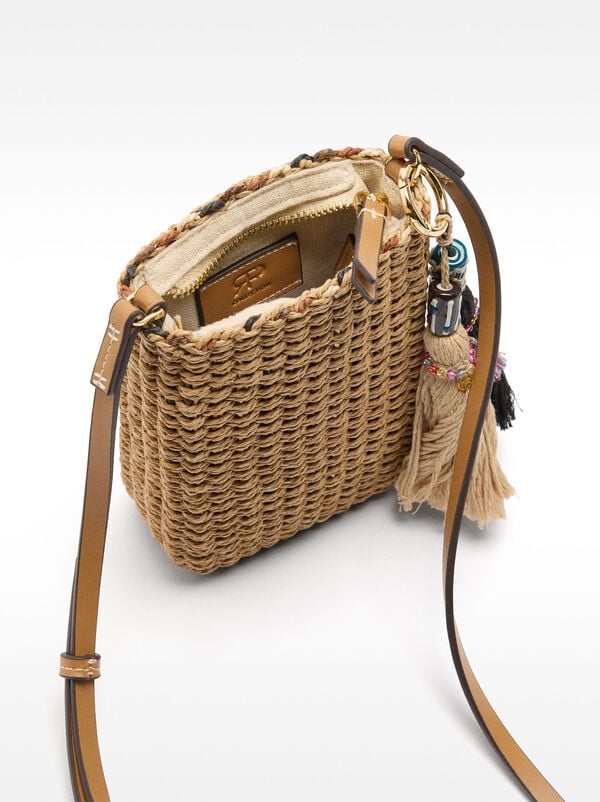 Borsa per cellulare effetto paglia