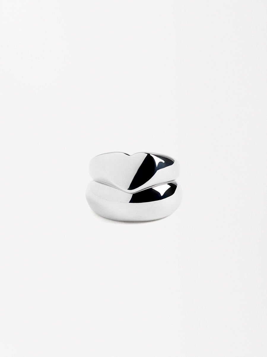 Set de bagues cœur - acier inoxydable
