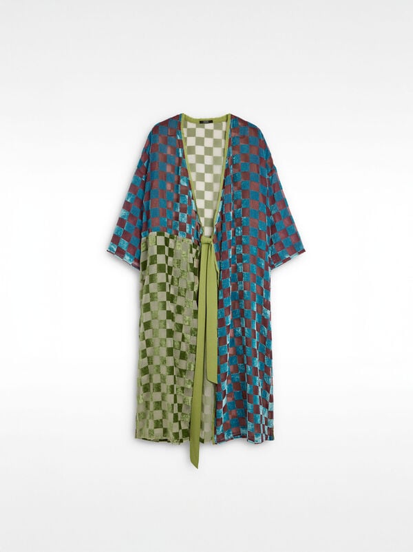 Kimono à carreaux en velours