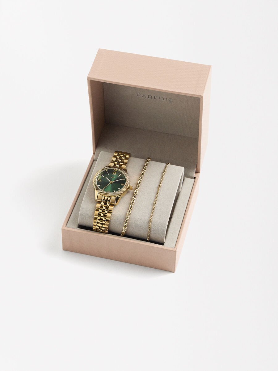 Stainless steel bracelets watch with strap
