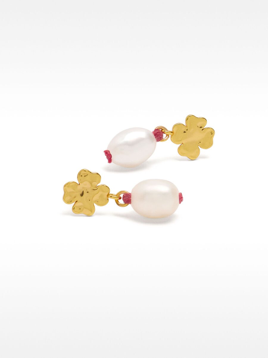 Clover freshwater pearl earrings - silver 925