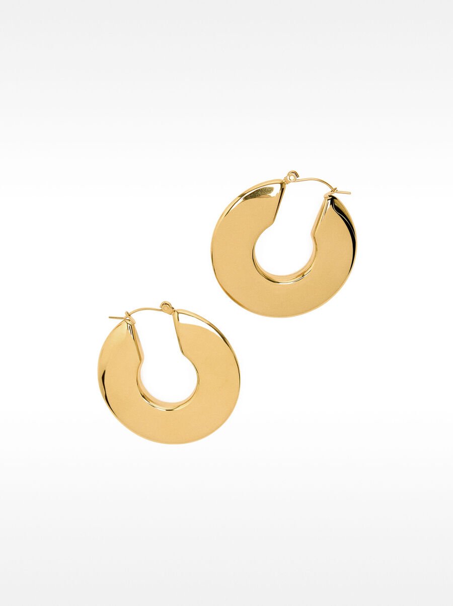 Wide flat hoop earrings – stainless steel