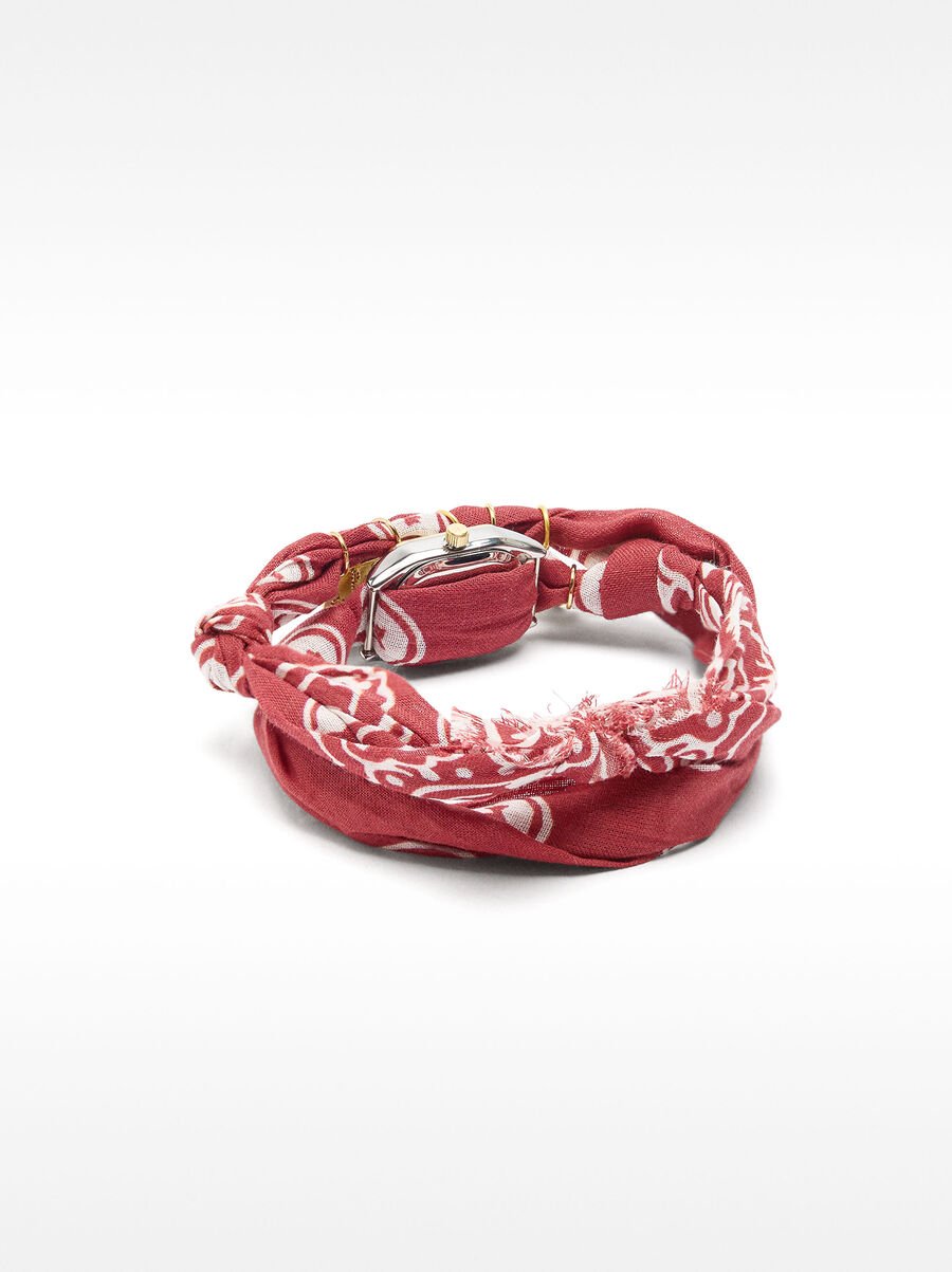 Watch with fabric strap and charms