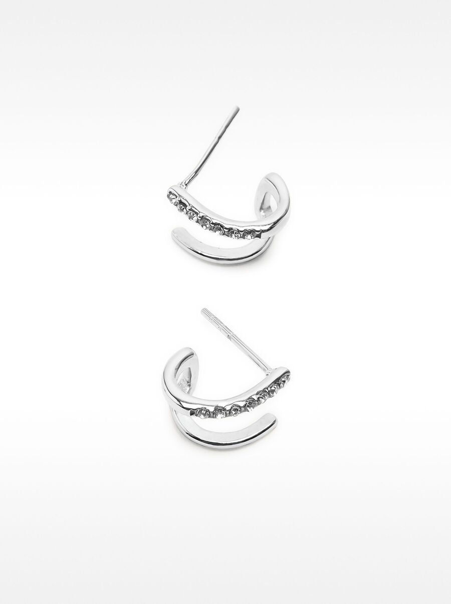 Earjack Earrings with Crystals - Stainless Steel