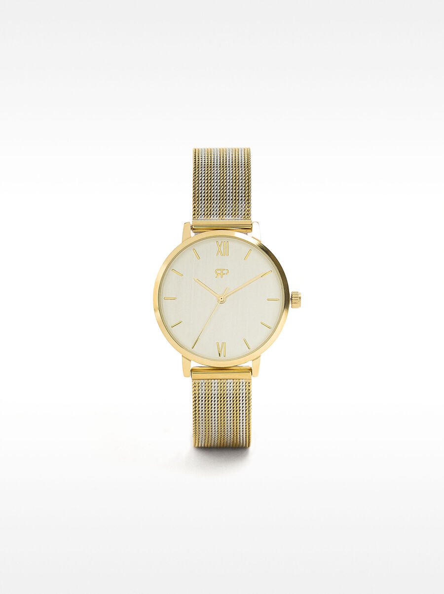 Watch with bicolor stainless steel wristband