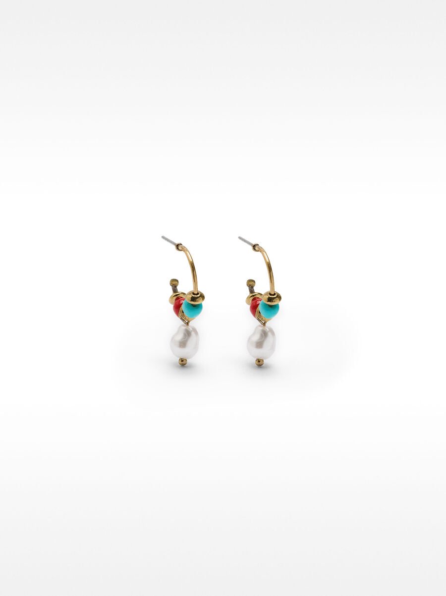Multicolored hoop earring with pearl