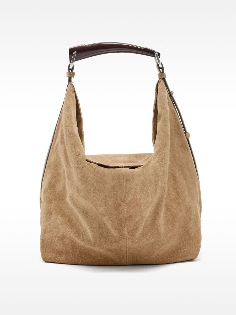 Suede leather shoulder bag