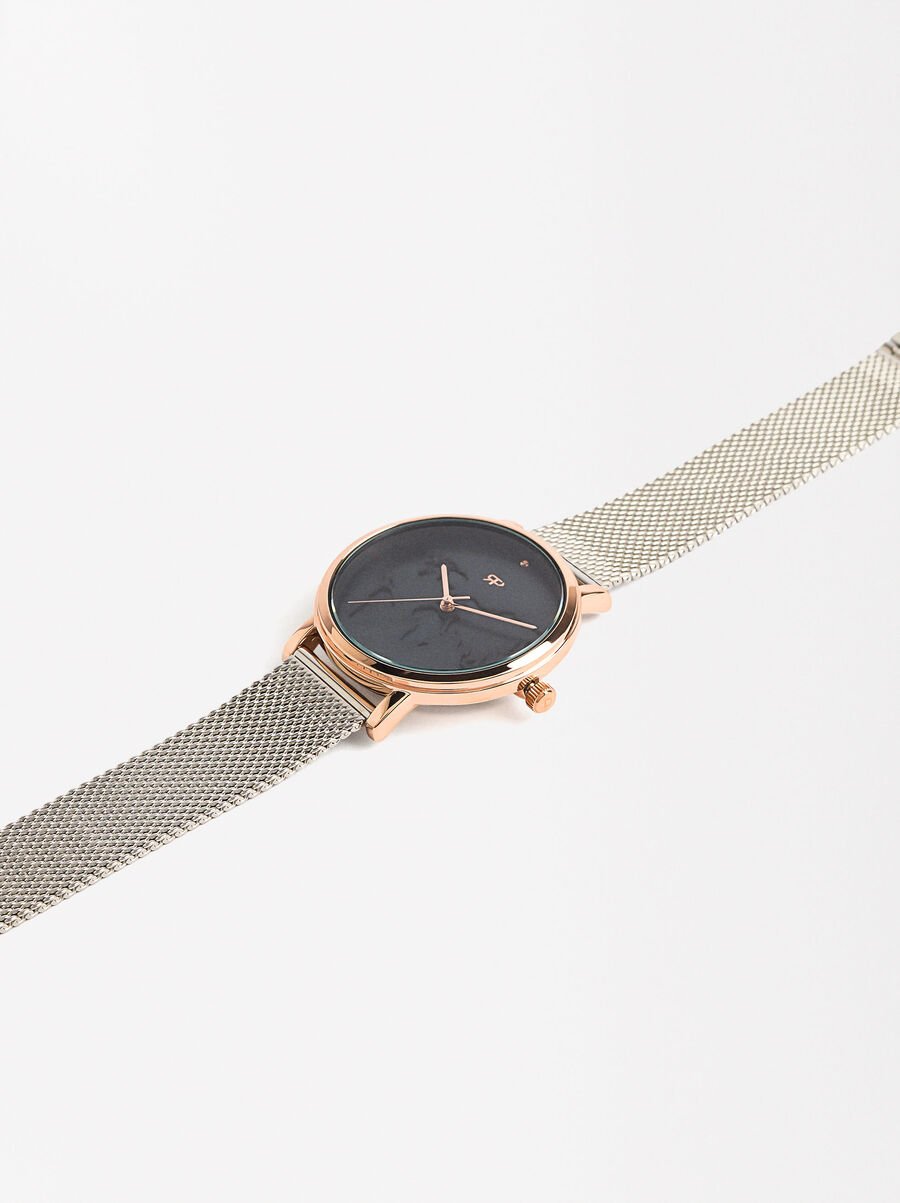 Watch with stainless steel mesh strap
