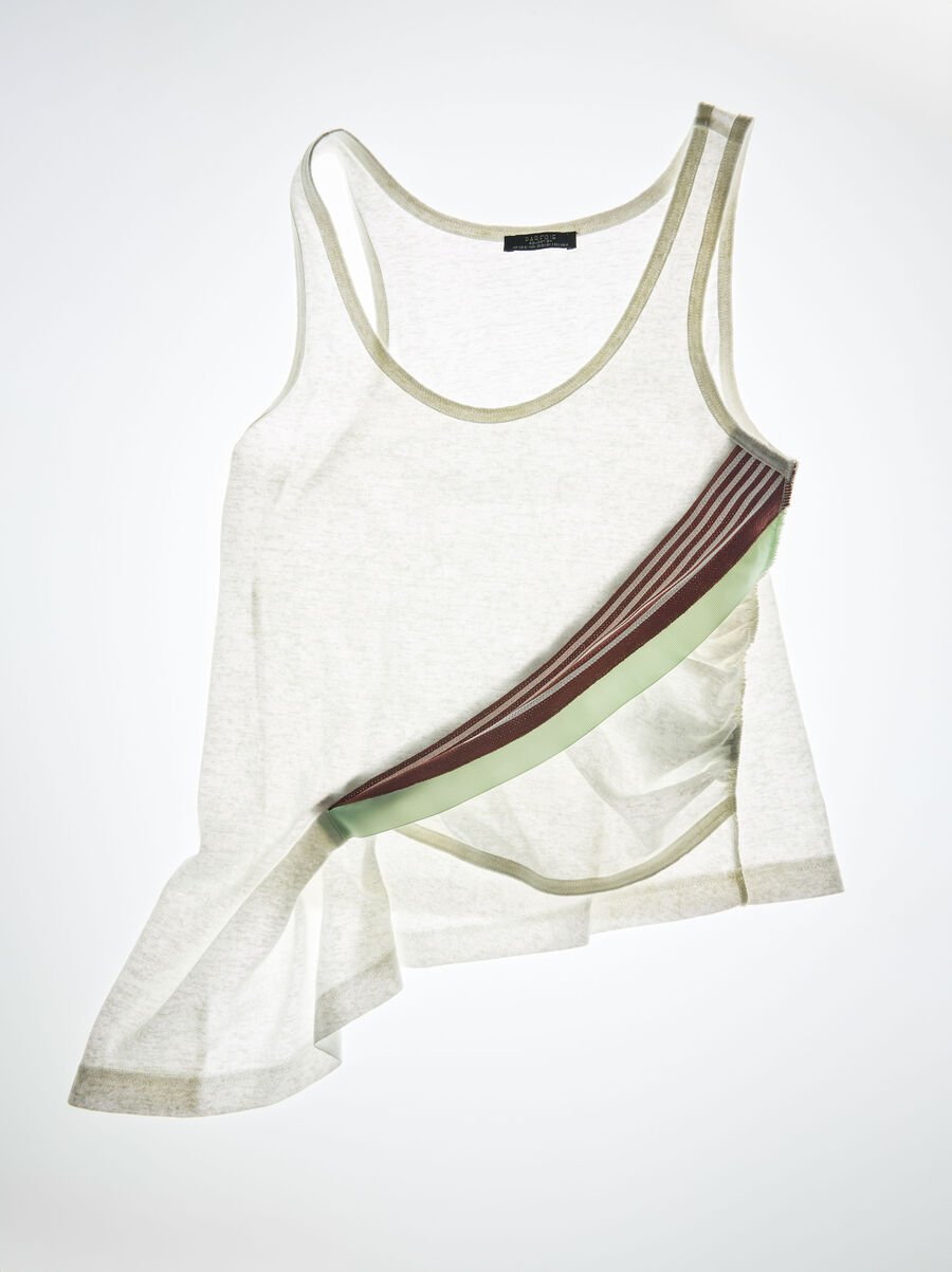 Gathered top with striped detail
