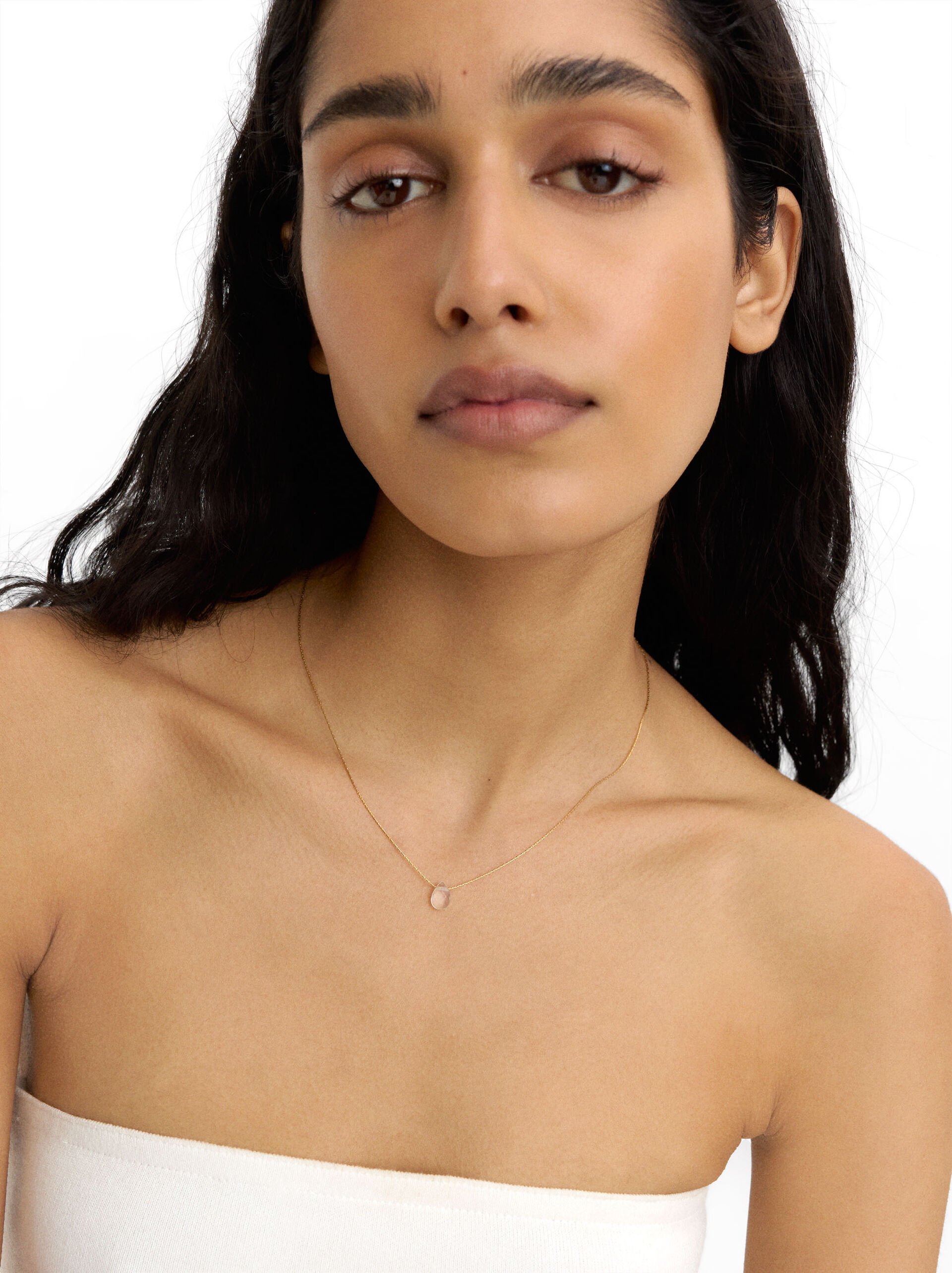 Short necklace with blue quartz – stainless steel image number 1.0