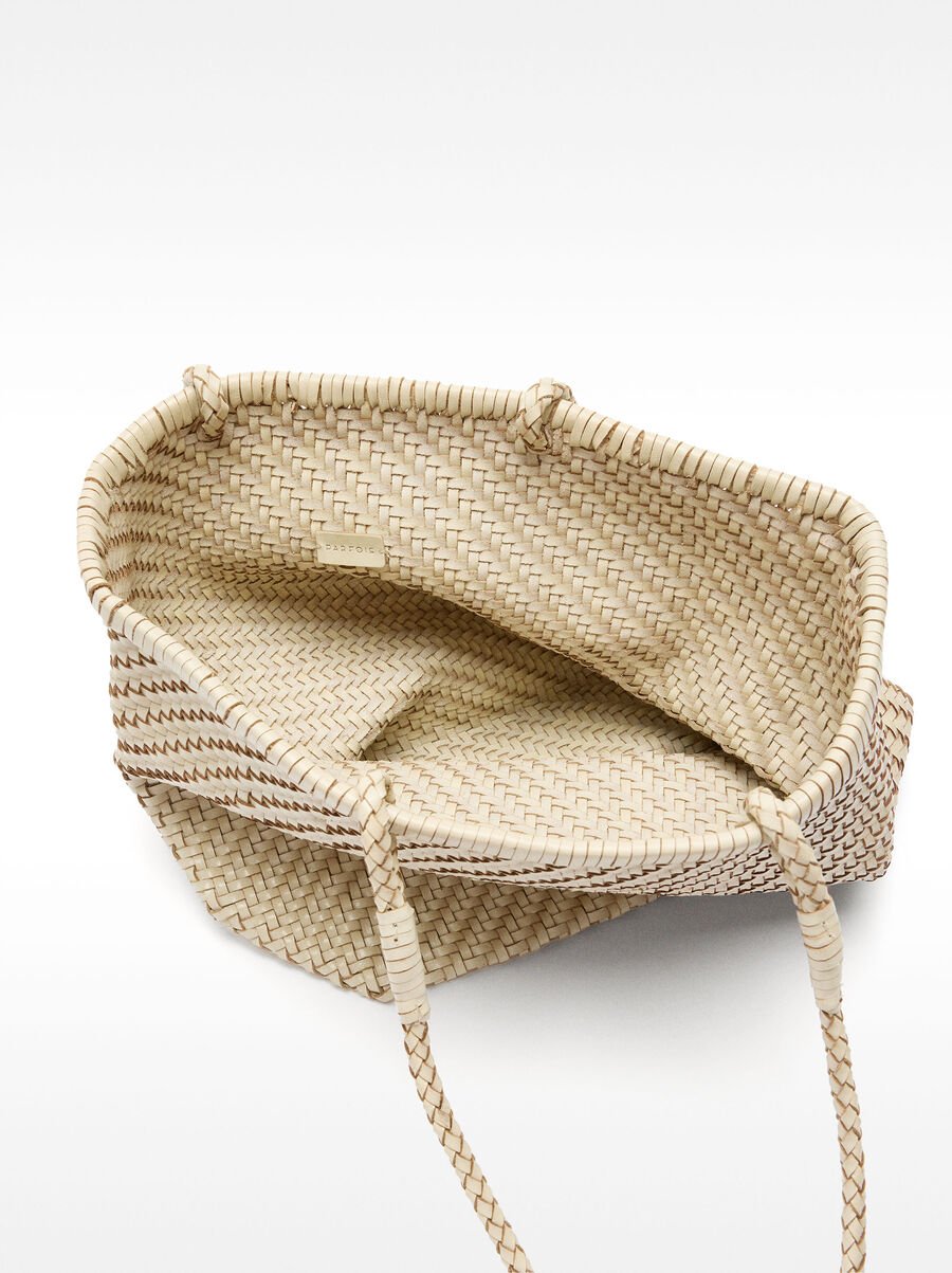 Woven leather shopper bag