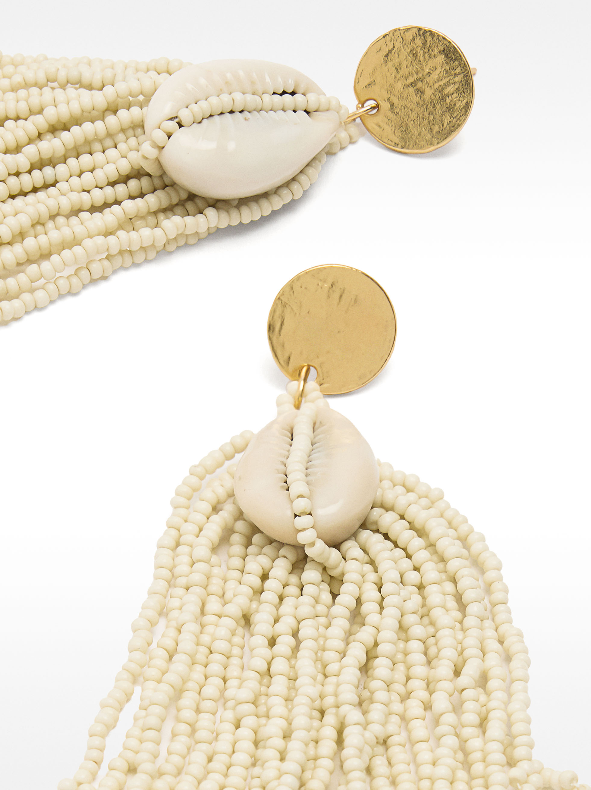 Long beaded earrings with shells image number 2.0